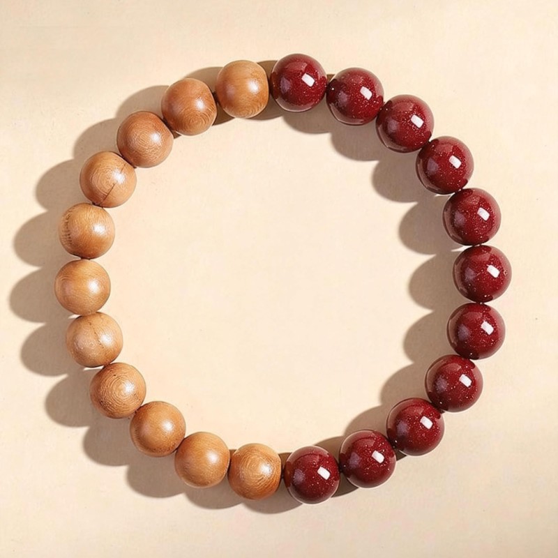 The Night Ward Cinnabar & Peach Wood Bracelet