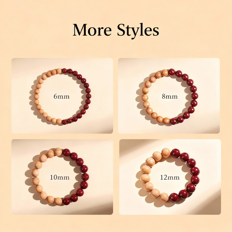 The Night Ward Cinnabar & Peach Wood Bracelet