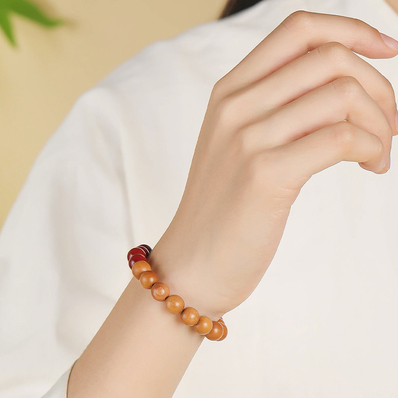 The Night Ward Cinnabar & Peach Wood Bracelet