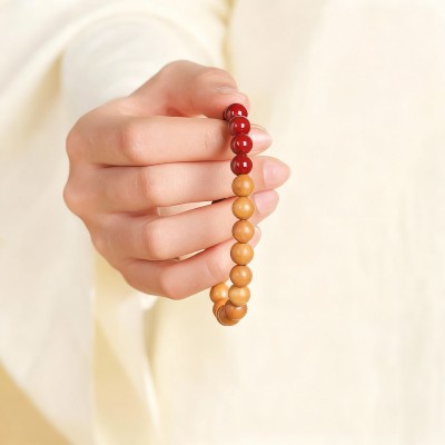 The Night Ward Cinnabar & Peach Wood Bracelet