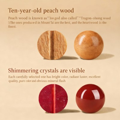 The Night Ward Cinnabar & Peach Wood Bracelet