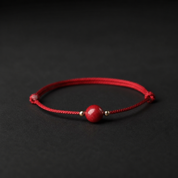 Red Thread & Cinnabar Luck Bead Bracelet