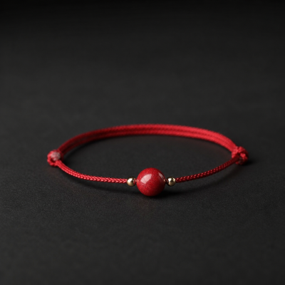 Red Thread & Cinnabar Luck Bead Bracelet