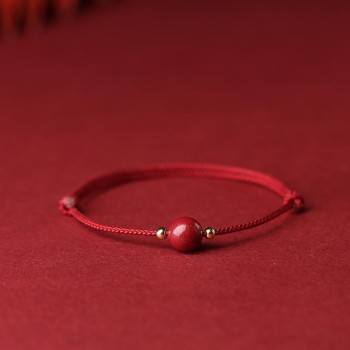 Red Thread & Cinnabar Luck Bead Bracelet