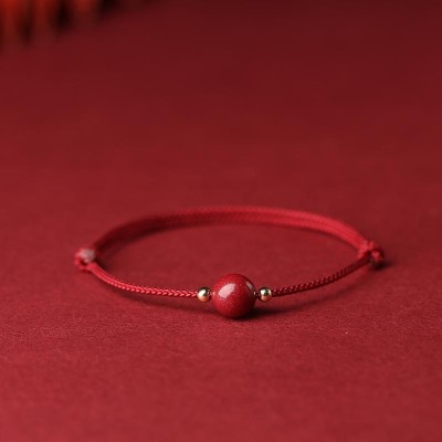 Red Thread & Cinnabar Luck Bead Bracelet