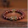 Sandalwood Pixiu Golden Light Mantra Bracelet for Wealth