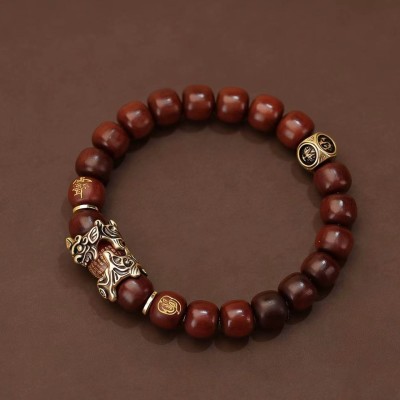 Sandalwood Pixiu Golden Light Mantra Bracelet for Wealth