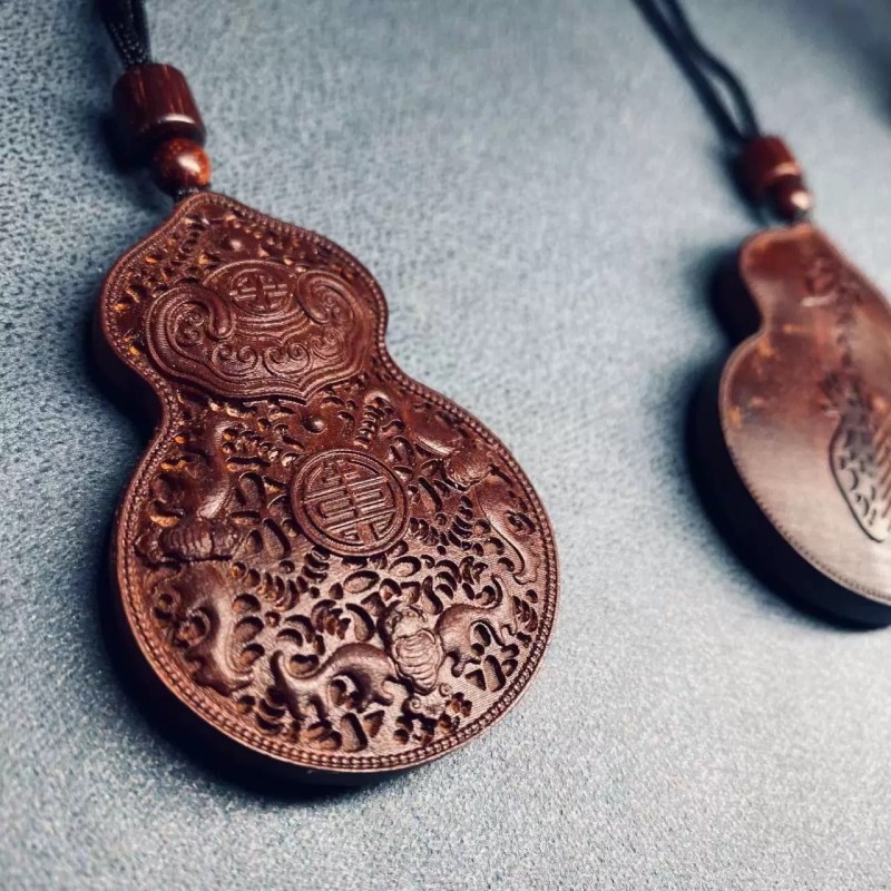 Divinely Blessed Wood Gourd Pendant Ornament