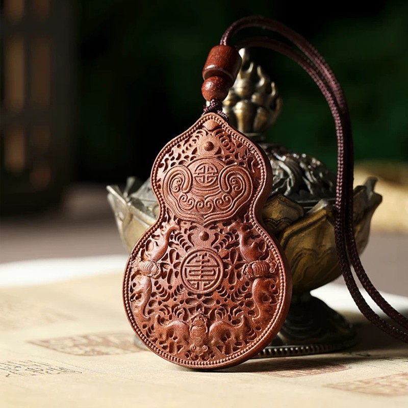 Divinely Blessed Wood Gourd Pendant Ornament