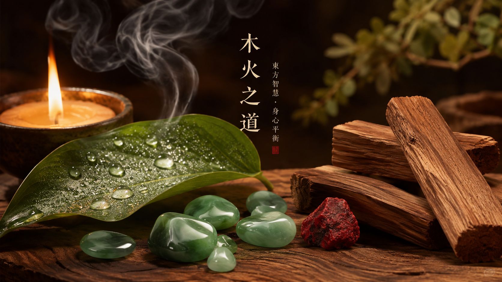 Green jade and sandalwood bracelets - Wood element Feng Shui jewelry